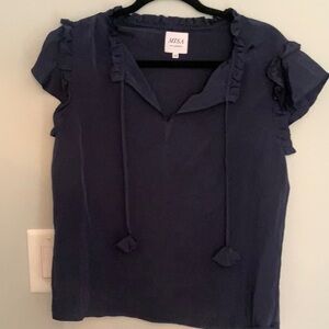 NAVY BLUE LADIES BLOUSE XS NEIMAN MARCUS  LOS ANGELES MISA